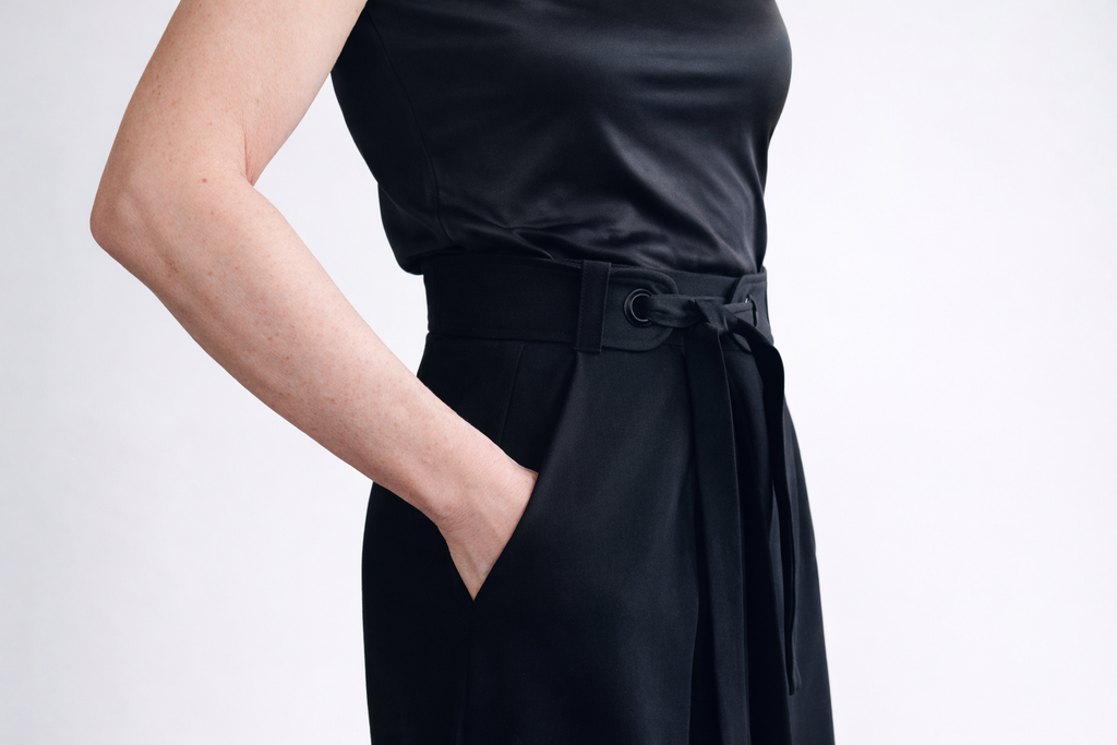 Siv Palazzo Trousers. Calm Precision